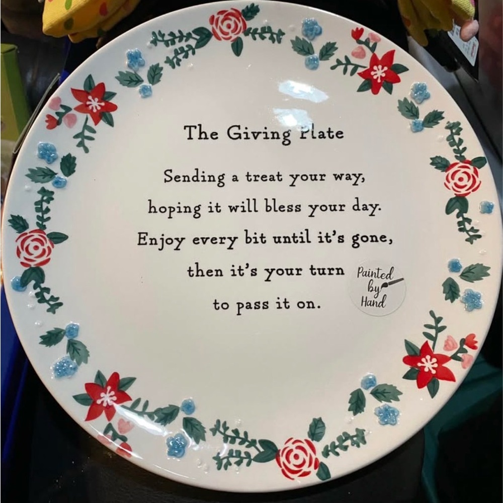 The Giving Plate Decorative Serving Plate - White with Red & Green Floral